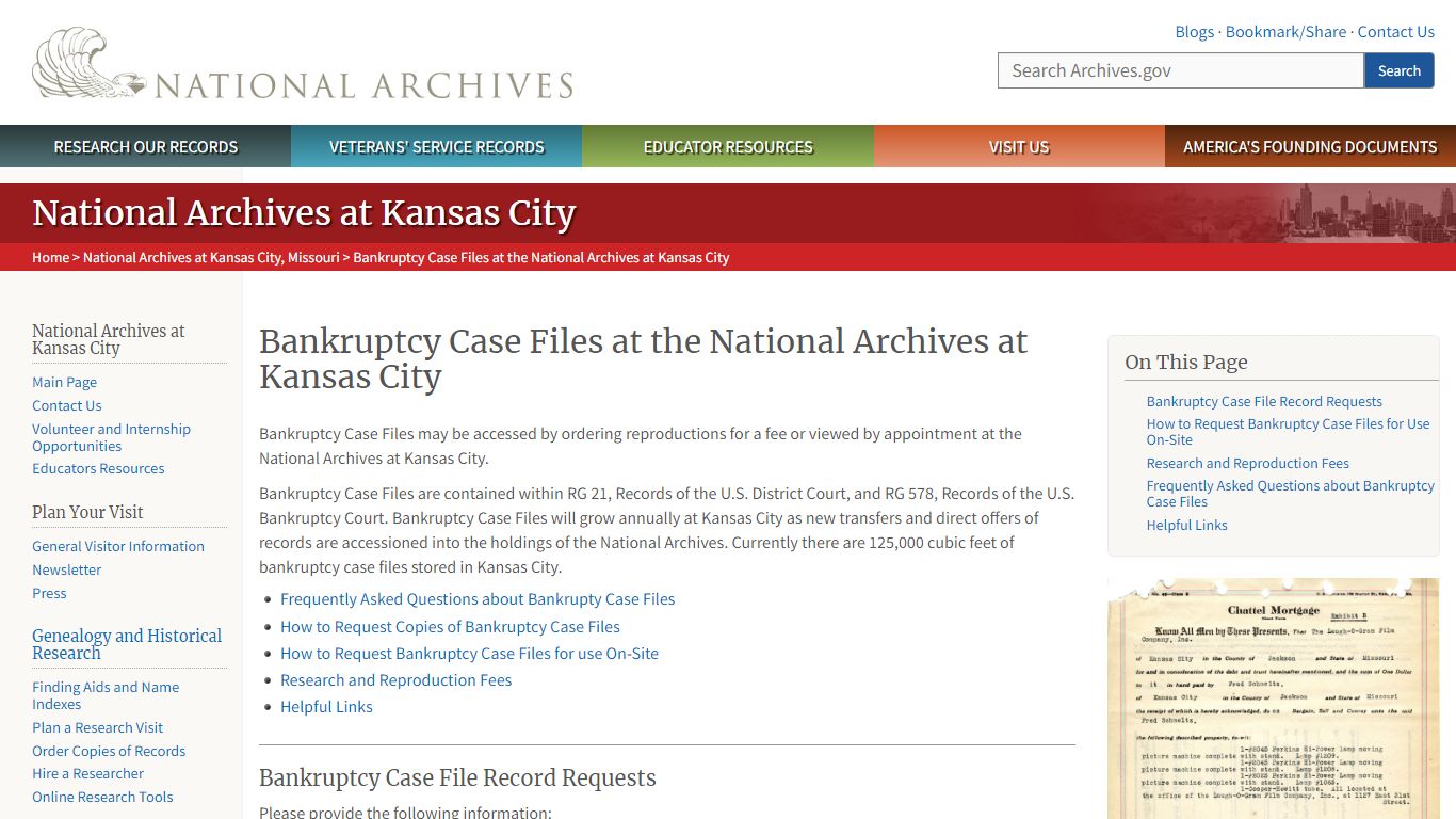Bankruptcy Case Files at the National Archives at Kansas City