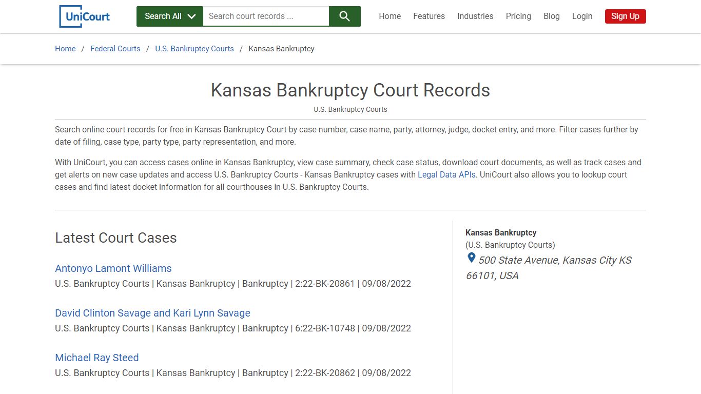 Kansas Bankruptcy Court Records | PACER Case Search | UniCourt