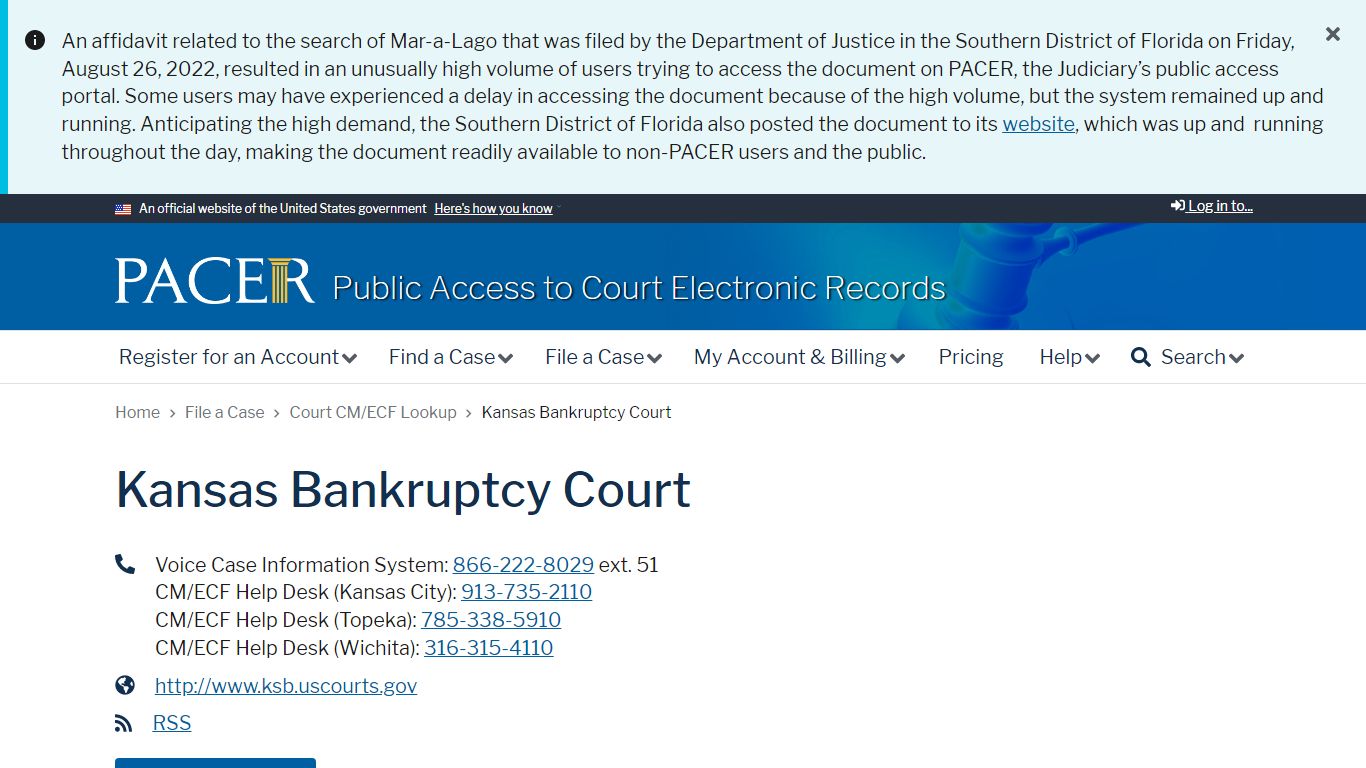 Kansas Bankruptcy Court | PACER: Federal Court Records